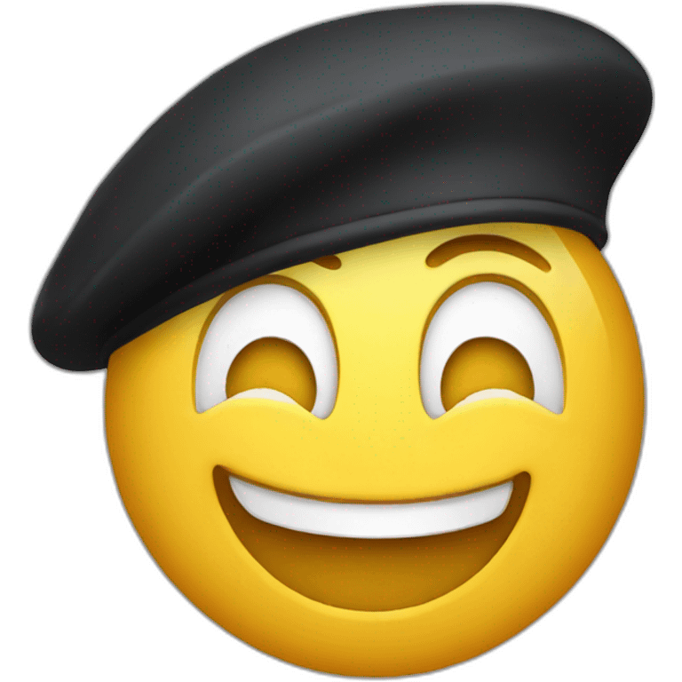 Laughing emoji with black beret emoji