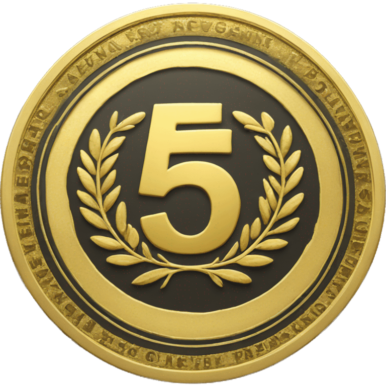 gold coin with large "50" label in center and laurel emoji