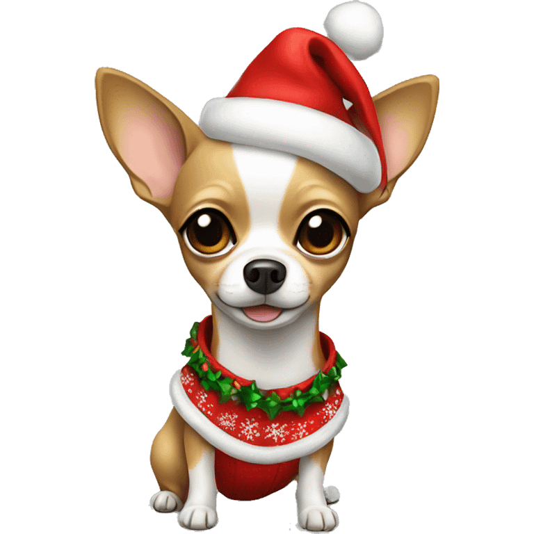 Chihuahua with Christmas clothes emoji