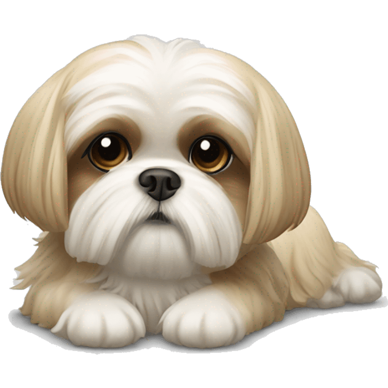 cream shih tzu laying down emoji