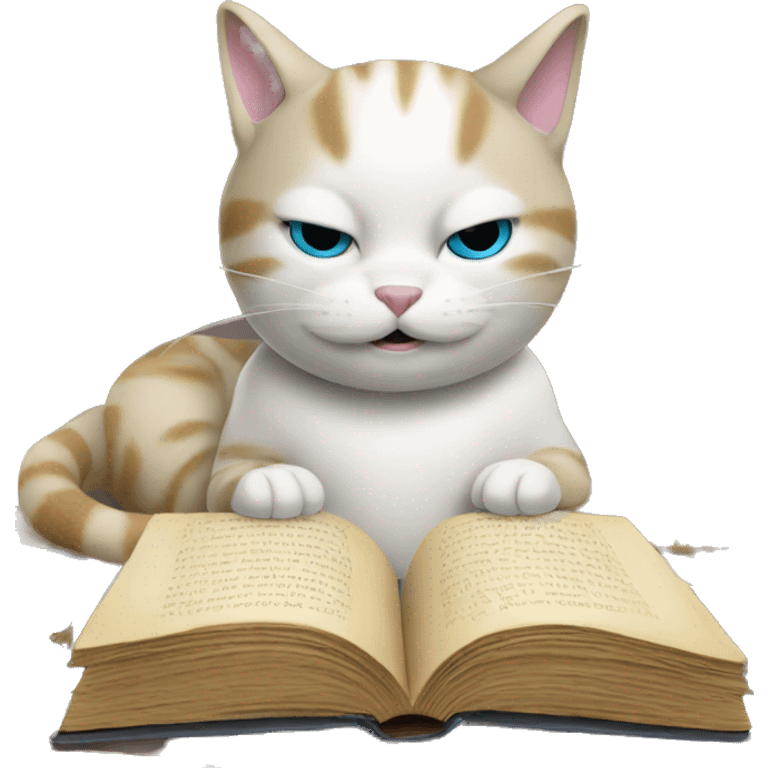 Cat readying a book emoji