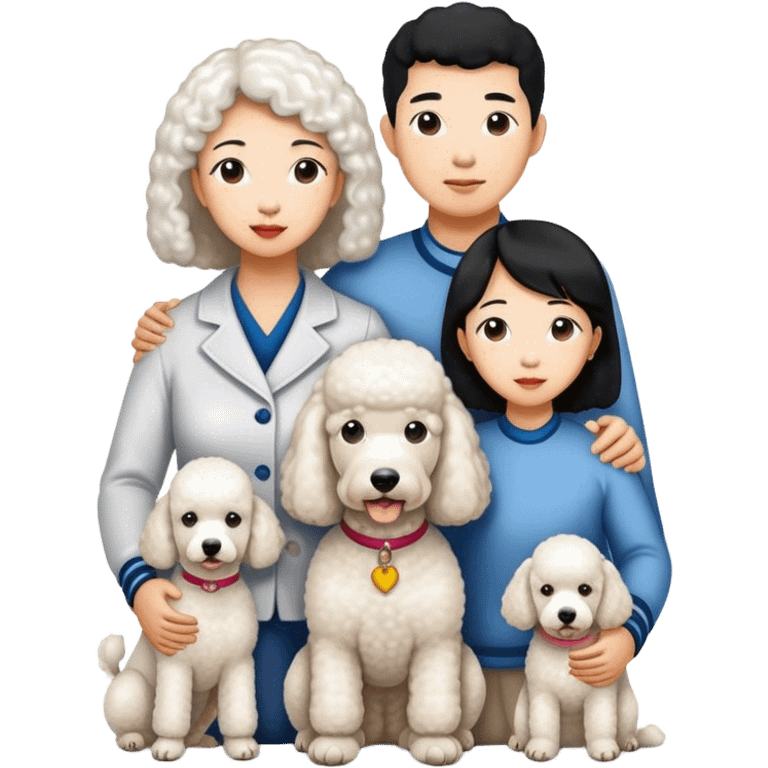 Asian Four Family and a white standard poodle emoji