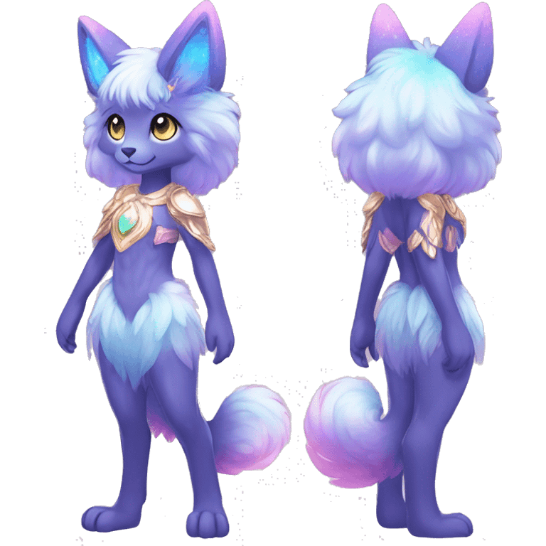 Shiny Sparkly Colorful Fluffy beautiful fantasy Kawaii Ethereal Anthro Sona Nebula-Crystal-Fakemon-animal Full Body emoji