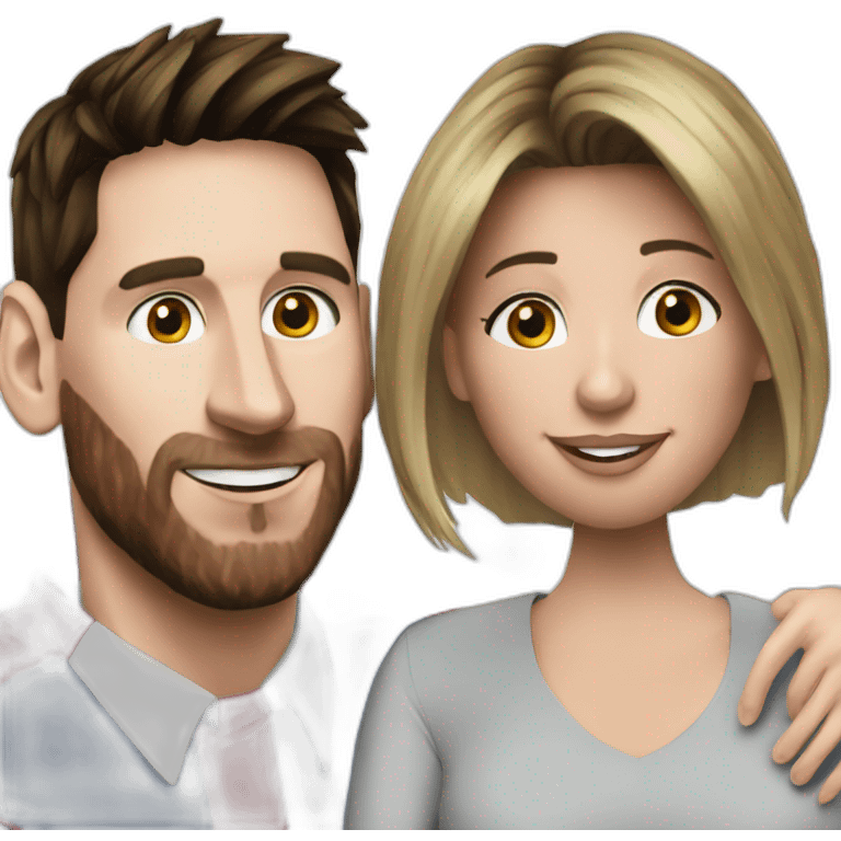 Messi with his wife emoji