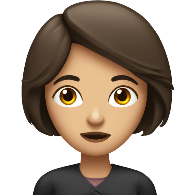 Anxious brunette with a bob woman emoji