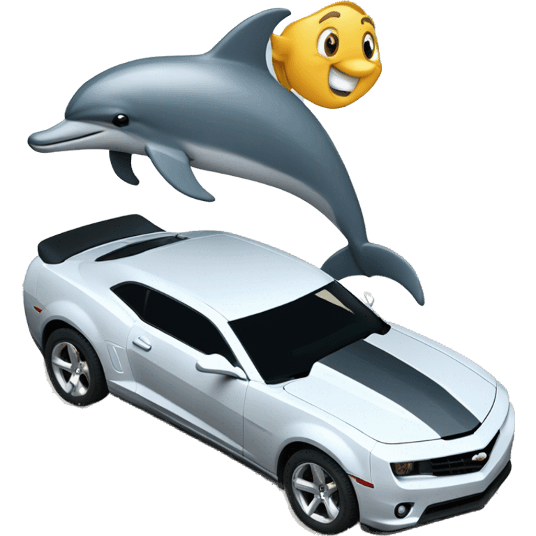 Dolphin driving a Camaro  emoji