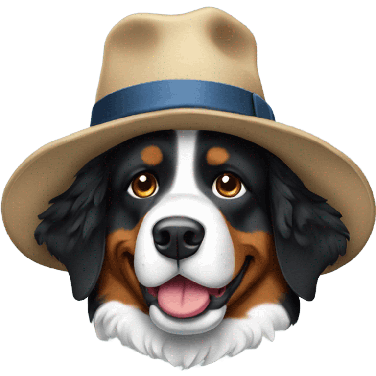 Bernese mountain dog wearing a hat emoji