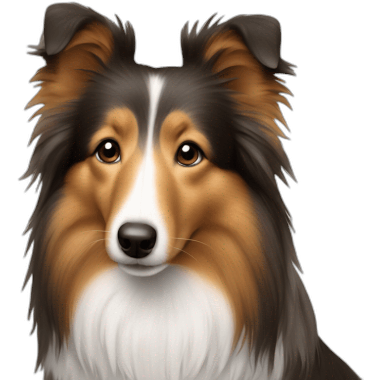 sheltie with a red coloured nose emoji