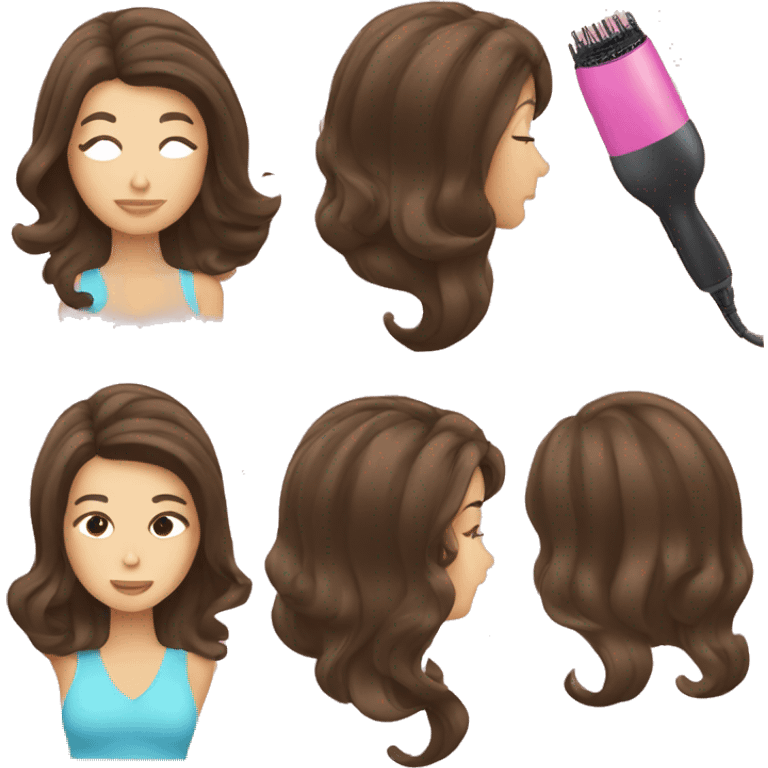 Brunette girl blow drying hair emoji