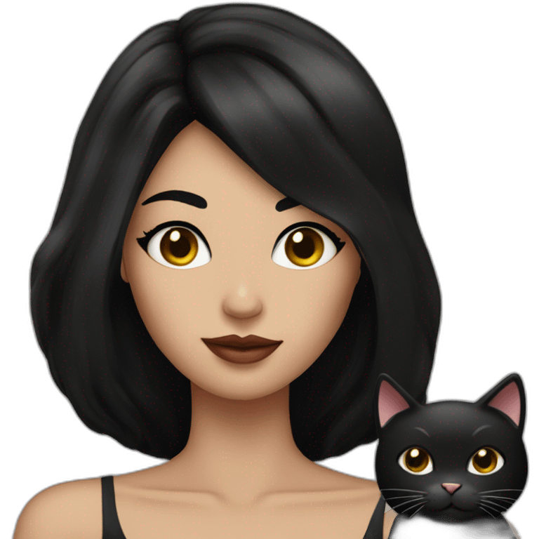 woman with black hair und cat costume posing glamorously emoji