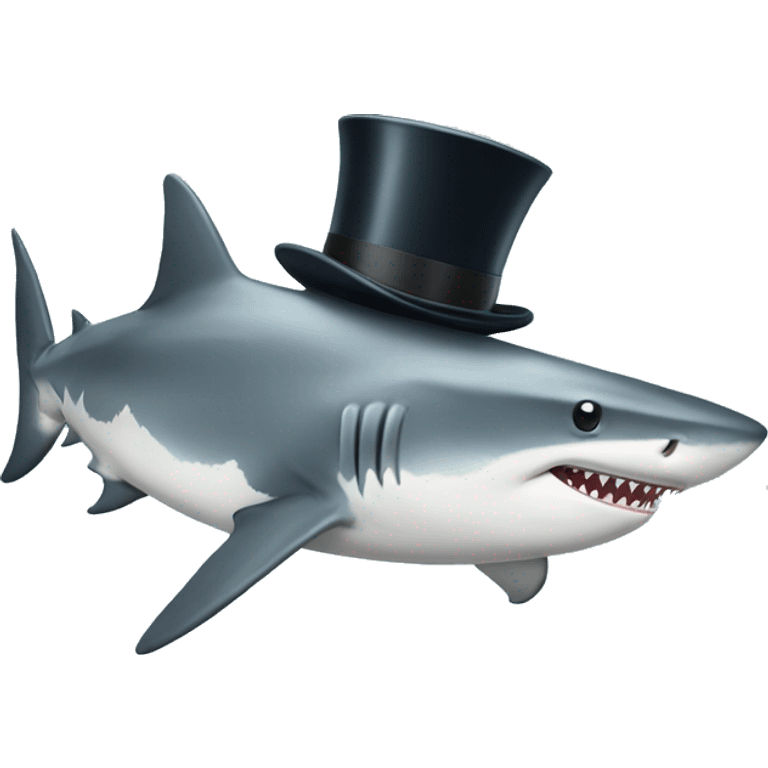 Shark with a top hat emoji