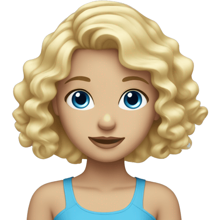 Blonde girl with wavy hair and blue eyes emoji