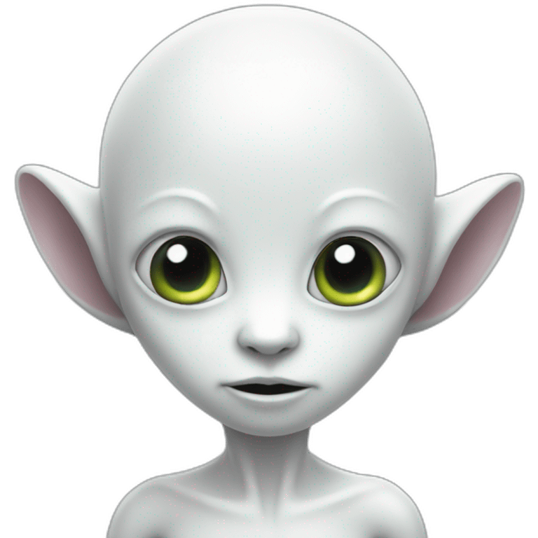 White little alien with tentacles on chin and alien ears emoji