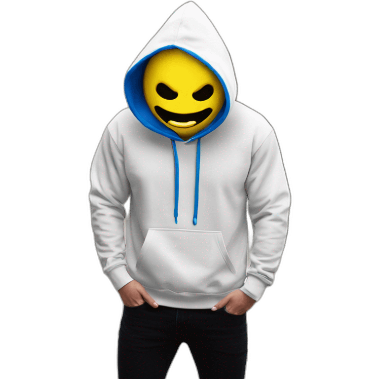 banana dominus hoodie, yellow with blue scary eyes emoji