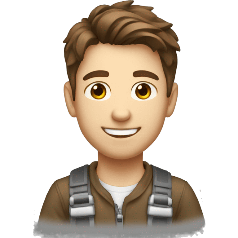 Young design engineer, brown hair, good smile emoji