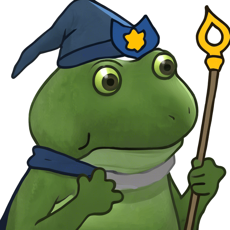 A frog that's a wizard witha staff  emoji