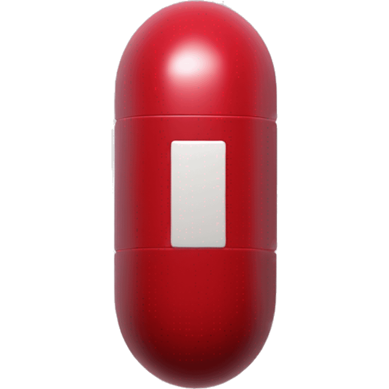 Singular glossy coated oblong red pill capsule made from 2 segments emoji