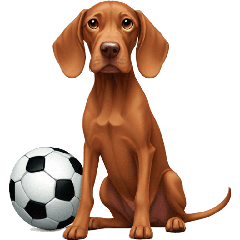 Vizsla with soccer ball  emoji