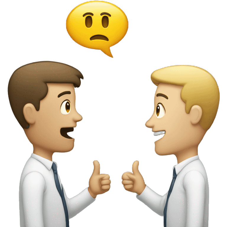 man talking with another man make speech bubble to indicate they are talking emoji