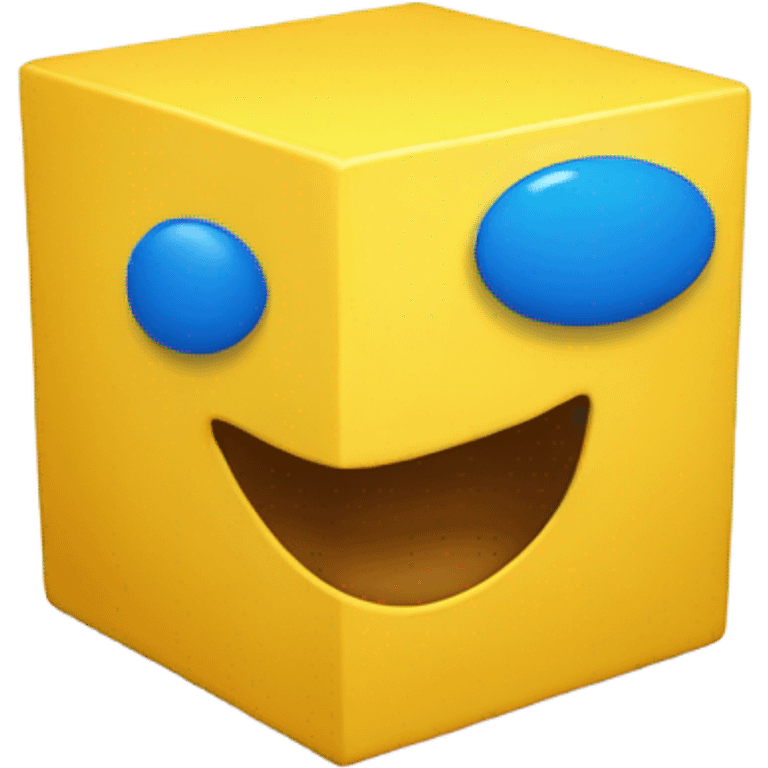 Yellow cube with a blue line mouth emoji