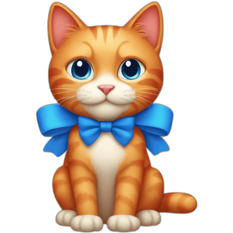 red cat with a blue bow emoji