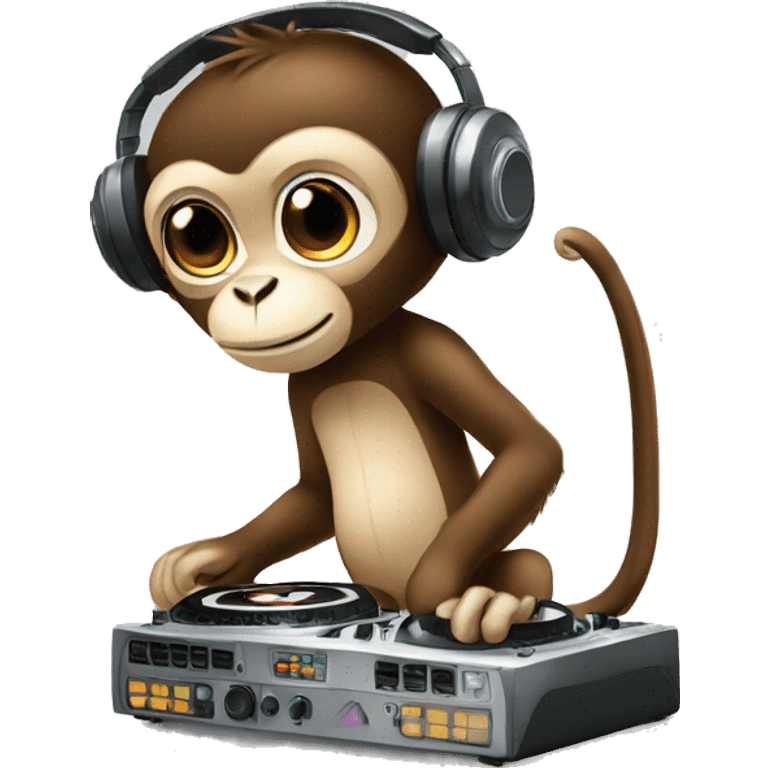 funny cute monkey with dj mixer emoji