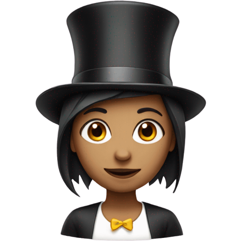 Girl wearing a penguin top hat emoji