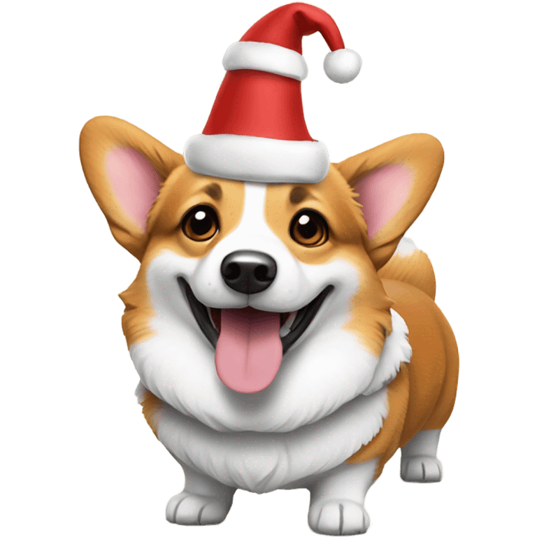 Tri-color corgi wearing Christmas hat  emoji