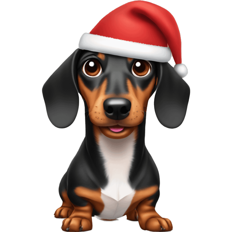 Dachshund with a Santa hat emoji