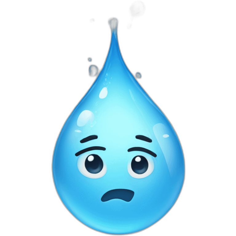 A drop of water with a face emoji