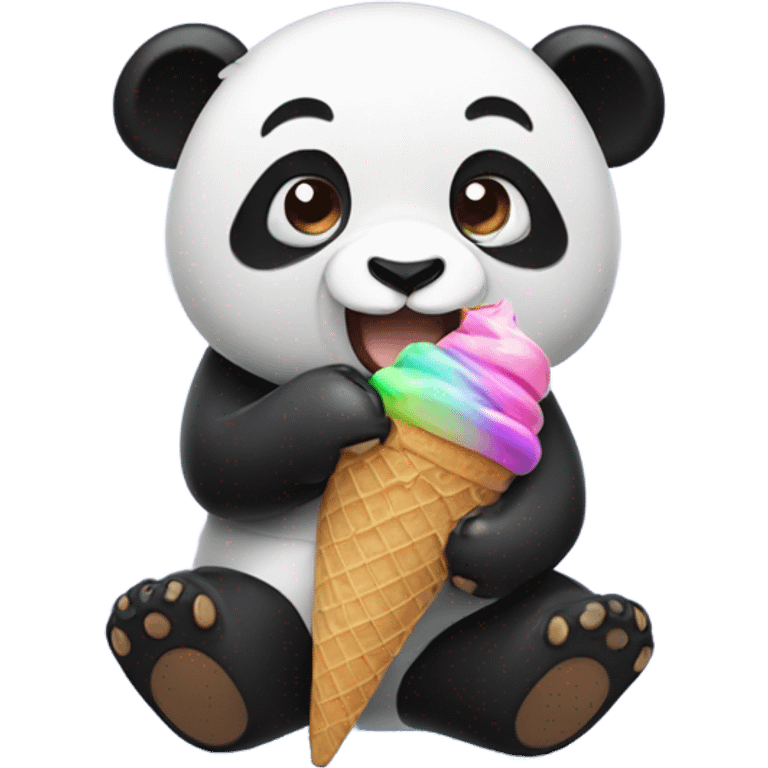 Panda eating ice cream emoji