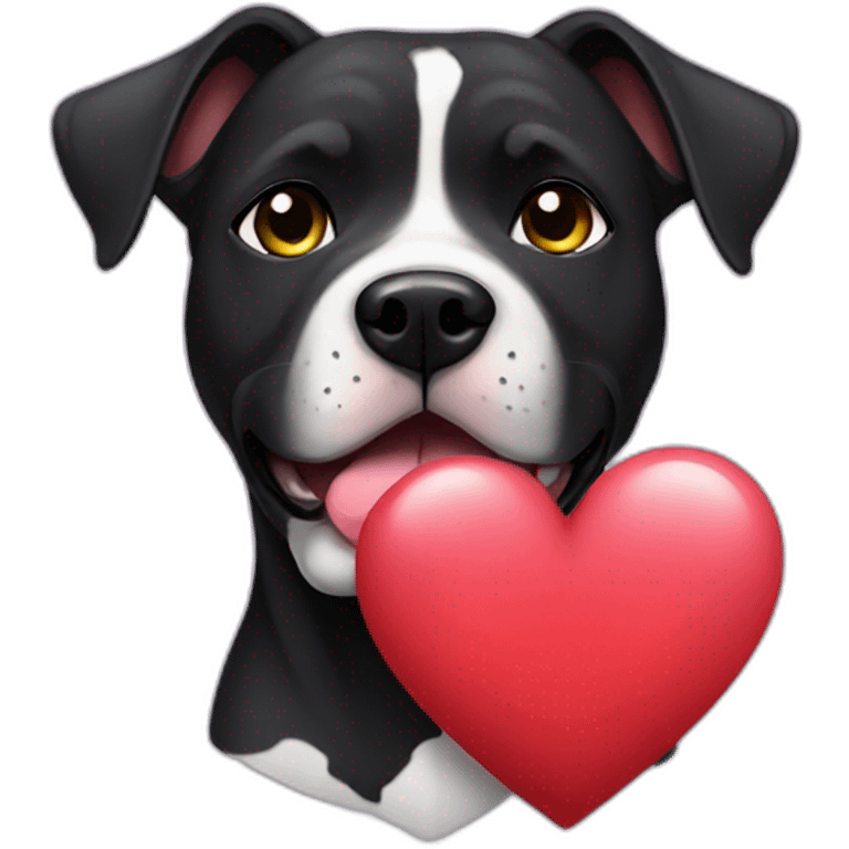 Black amstaff with heart emoji