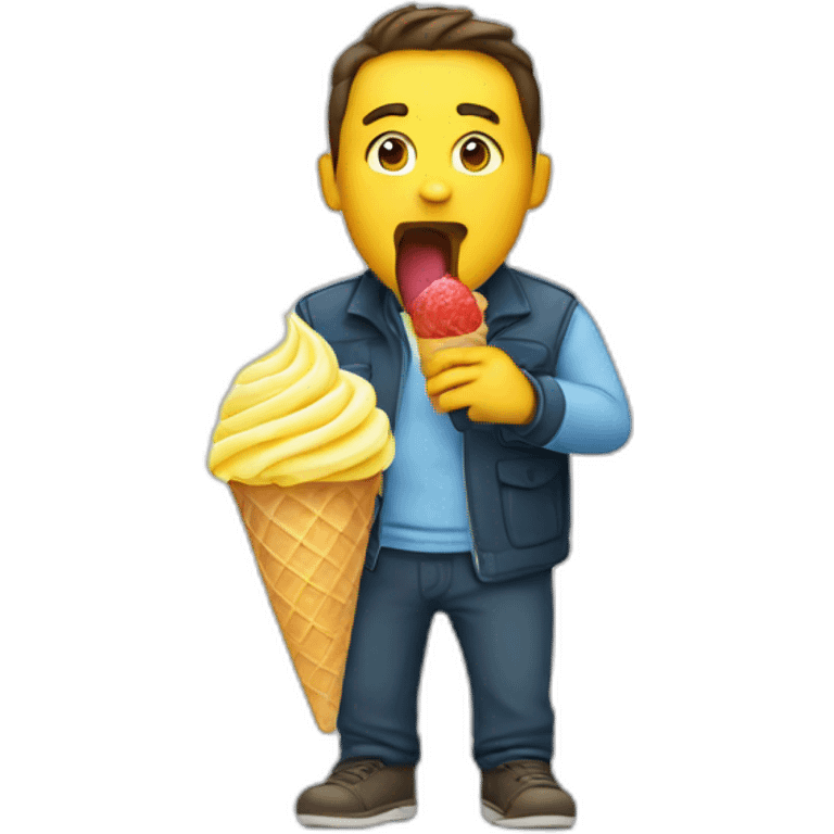 Man licking ice cone lemon emoji