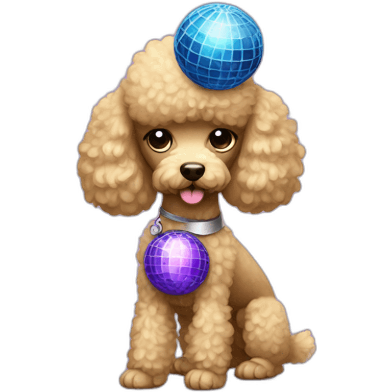 Poodle with dumbbell and disco ball emoji