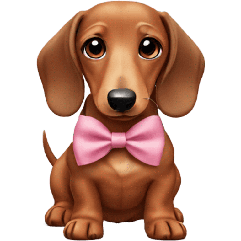 A cute dachshund wearing a bow￼ emoji