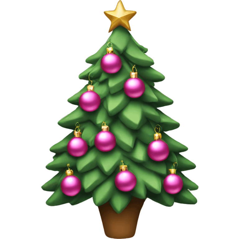 christmas tree with pink ornaments emoji