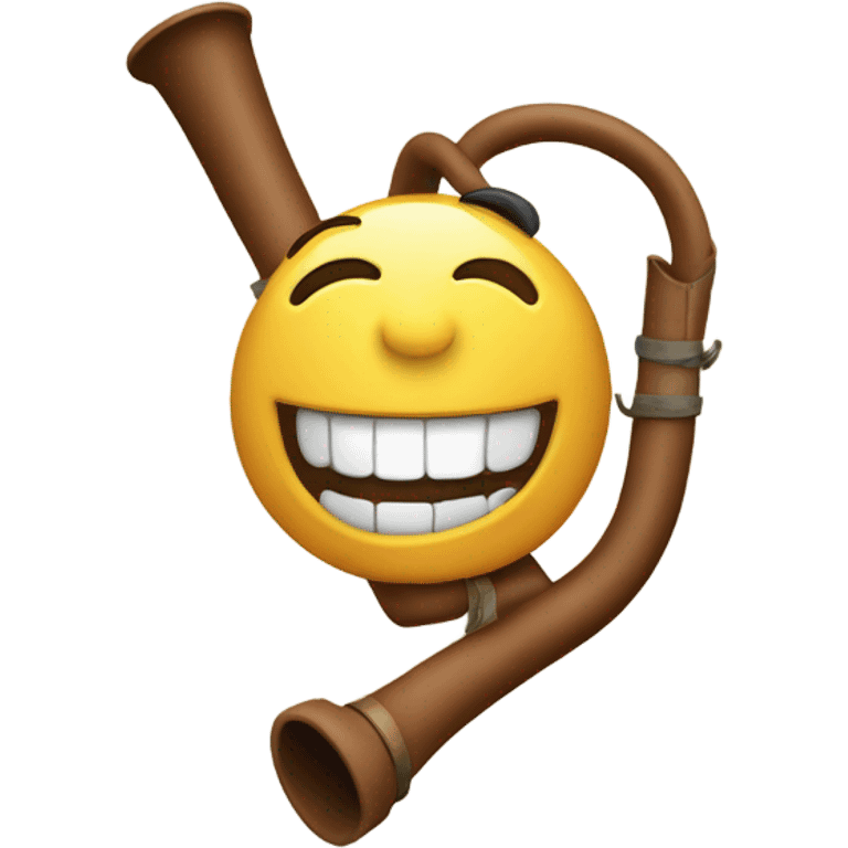 Smiling face with long pipe emoji