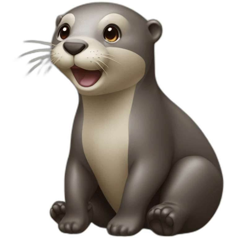 Otter sit on elephant  emoji