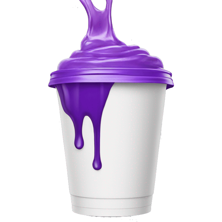 White Double Styrofoam cup with purple liquid on spilling out emoji