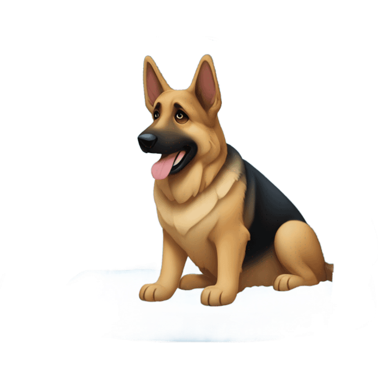 German shepherd in a white egloo emoji