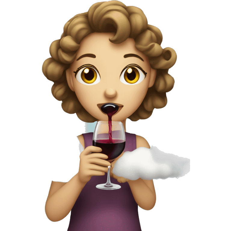 Girl drinking wine on a cloud emoji