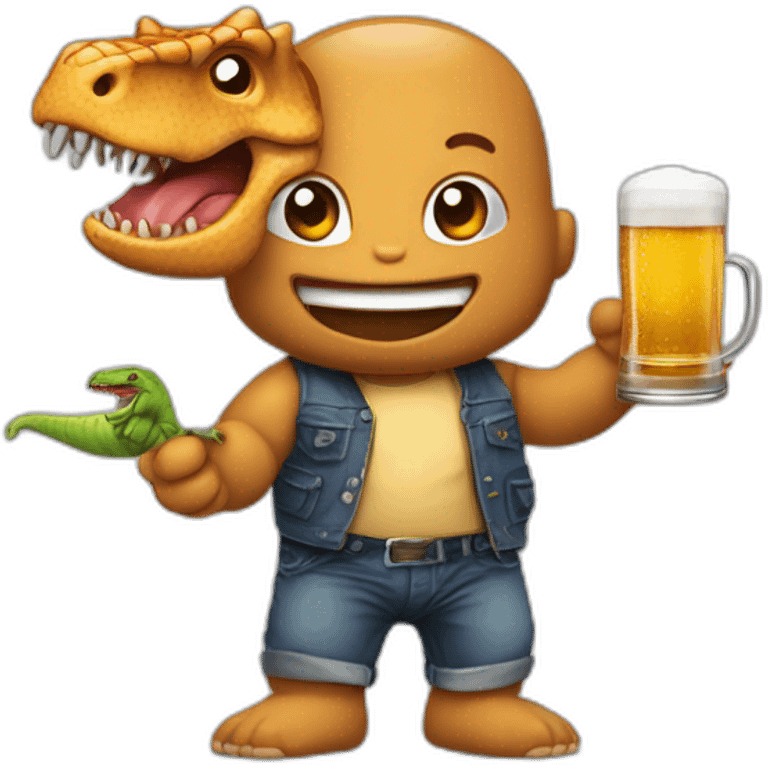 Baby boss qui boit de la biere avec un barbecue de dinosaures emoji