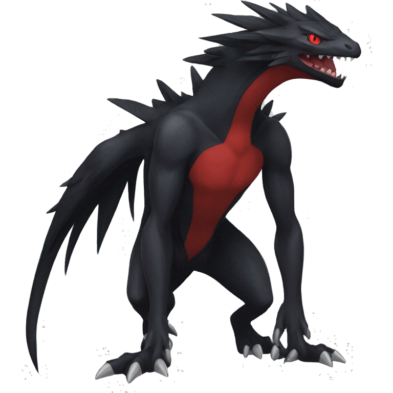 cool edgy black and red Dark-type nargacuga Pokémon full body emoji