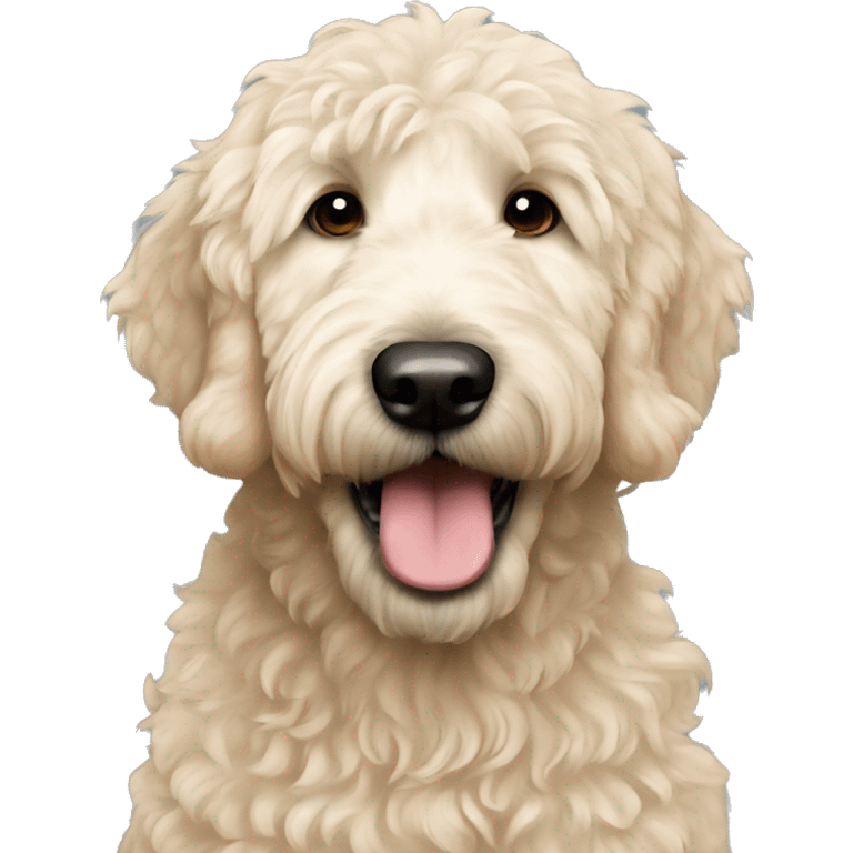 Cream colored golden doodle with black nose  emoji