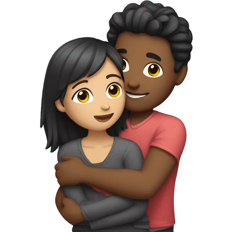 A girl hugs a guy emoji