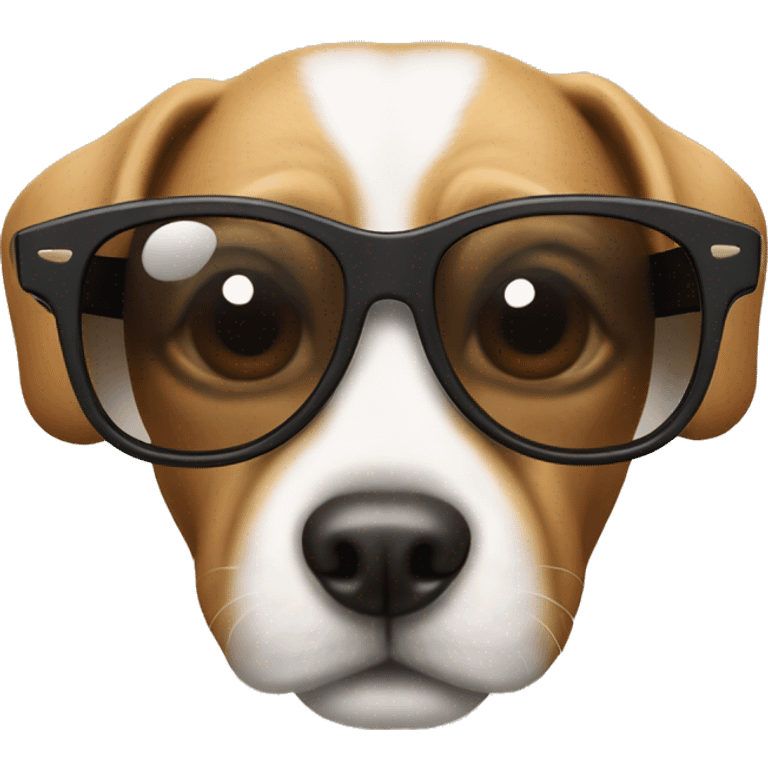 Dog with sunglassees and coffee emoji