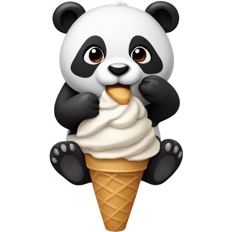 Panda eating ice cream emoji