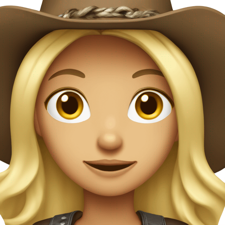 Blond girl with dark brown cowboyhat  emoji