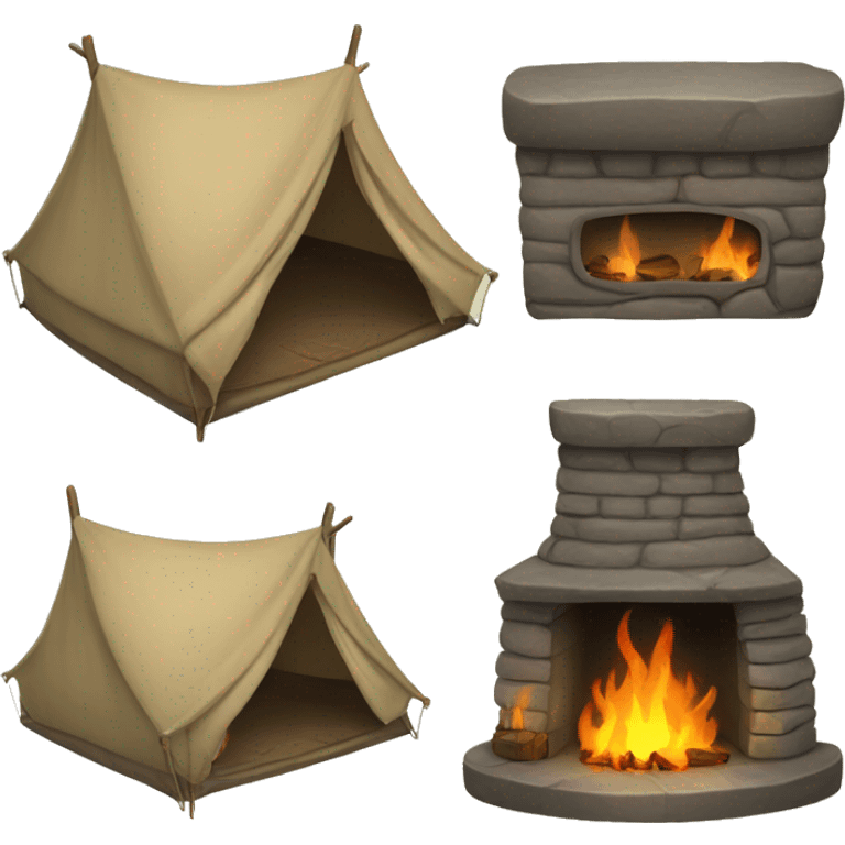 Camp tent with fireplace emoji