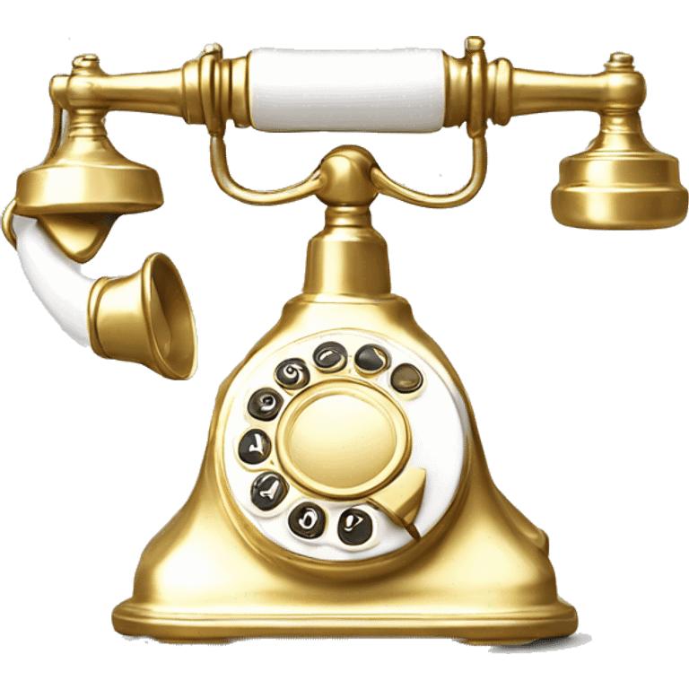 Retro telephone in Gold white  emoji